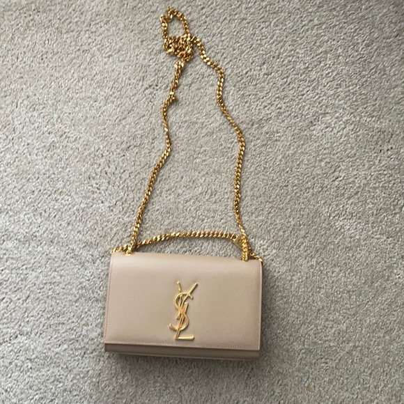 Yves Saint Laurent Handbags - Authentic YSL Kate Dark Beige Evening Bag Purse